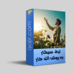 متن جایگزین برای این تصویر: مردی در میان گل‌های رنگارنگ و سبز دست خود را به سمت آفتاب در حال طلوع یا غروب بالا برده است، و در پس‌زمینه آسمان آبی و خورشید دیده می‌شود.
